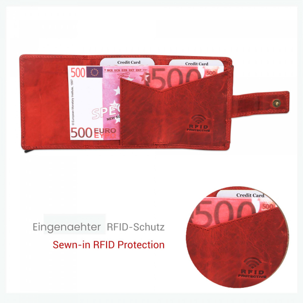 Slim Wallet mit Münzfach & RFID-Schutz 24- (12A) Mini Geldbörse Herren & Damen - Kartenetui Kreditkartenetui - Portmonee Geldbeutel Portemonnaie Neu